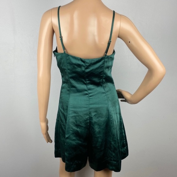 ENDLESS ROSE GREEN SATIN BUTTON FRONT ROMPER - Picture 6 of 8